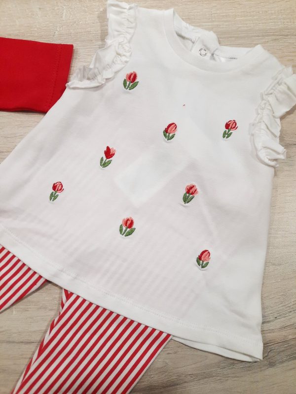 Conjunto 3 piezas niña MAYORAL Rojo y Blanco Articulo1795