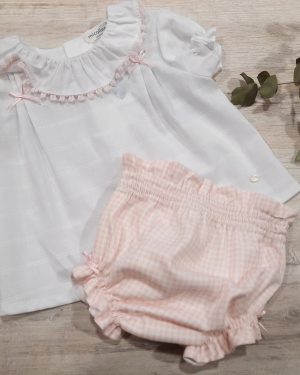 Conjunto Bebe MICOLINO Blanco y Rosa familia....