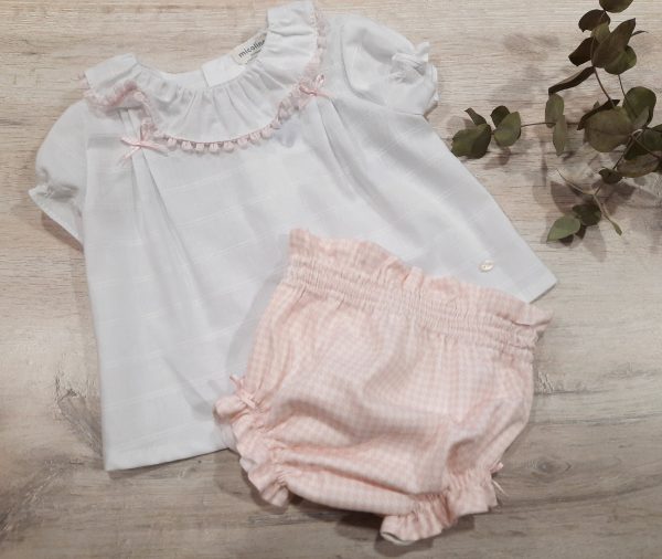 Conjunto Bebe MICOLINO Blanco y Rosa familia....