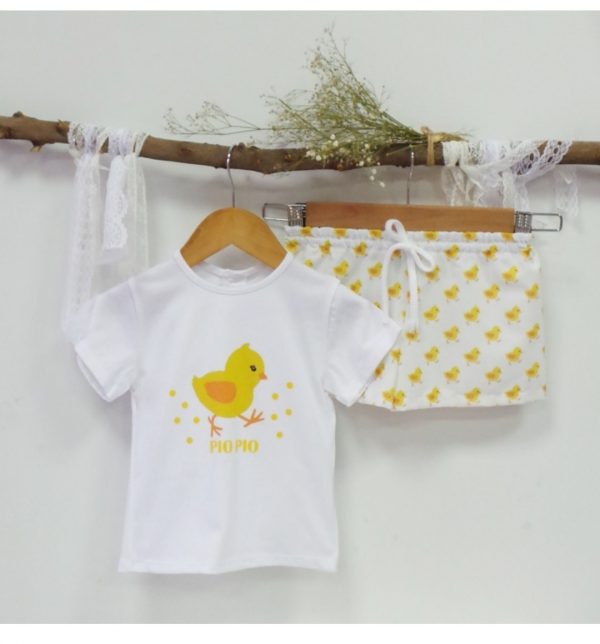 Conjunto Niño Camiseta y Pantalón Pio Pio Familia Pollitos
