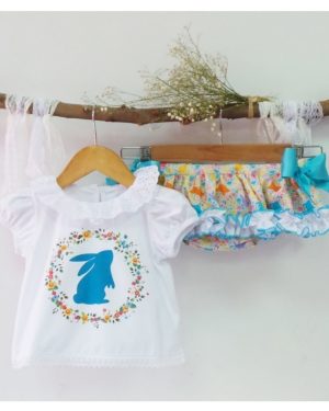 Conjunto de Niña Camiseta con Bragota de Pio Pio , Familia Conejito ART.022