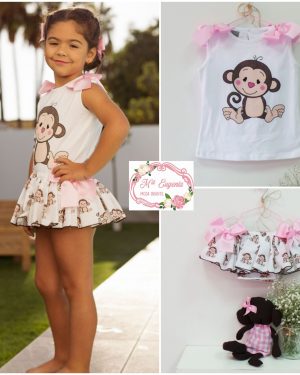 Conjunto de niña Camiseta y Bragota de la marca Mon Petit Familia Monos ART.039/040