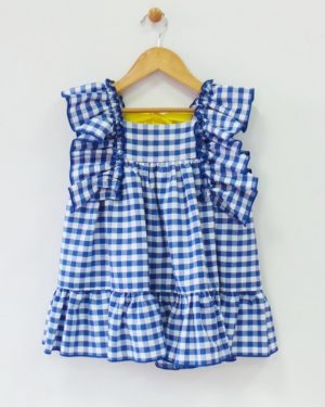 Vestido Niña Mayor Mon Petit Familia Cuadros Azul