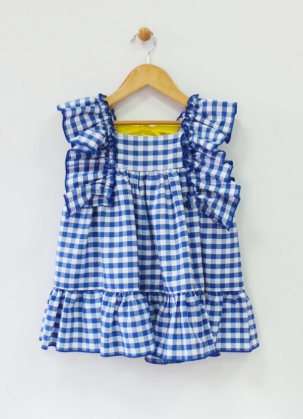 Vestido Niña Mayor Mon Petit Familia Cuadros Azul