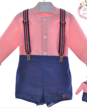 Conjunto Niño con tirantes Yoedu Familia BaobabART.0256 Marino y Rojo