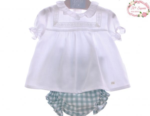 Conjunto Unisex Bebe Yoedu Familia Baya Verde cuadros Vichy ART.2208